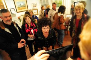 Rosemary Biegs, center, is one of the many Paul Scarborough who wanted to talk with him.