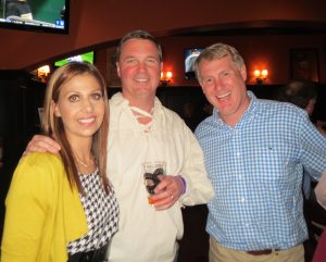 Chadds Ford Historical Society Executive Director Nadia Barakat (from left) poses with Dr. Kirk W. Reichard, a board member, and David Dietz, the BBC Tavern and Grill's owner.