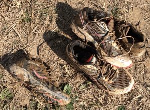 These shoes help explain why most participants donate their footwear at the end of the event.