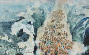 Opening of the Red Sea, 1992. Illustration for David’s Songs: His Psalms and Their Story, Jerry Pinkney, 1992. ©1992 Jerry Pinkney Studio. 