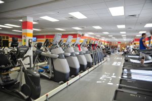 The aerobics machine area is larger and has a more open feel.