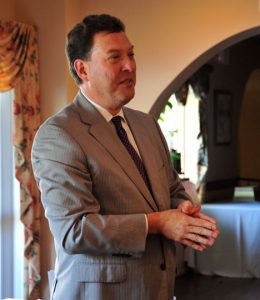 Frank Murphy, Republican candidate for Chadds Ford Township supervisor, takes questions from fellow Republicans at a luncheon at Brandywine Catering.