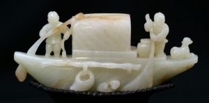 5 inch carved jade boat