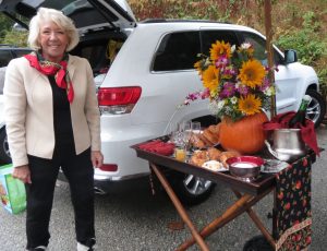 Sofia Clinger shows off the tailgate feast she prepared for Chester County Day.