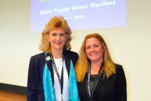 Patton teachers Betsy Ballard (from left) and Kim Hisler are the creators of the Patton Project Gardens who led the quest for Green Ribbon Schools' recognition.