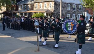 The Chester County Emerald Society Drum and Pipe Band performed at the Chester County Law Enforcement Memorial  Service.