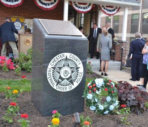 A memorial at Chester County FOP Lodge No. 11 contains the names of the members of county law enforcement who lost their lives in the line of duty.