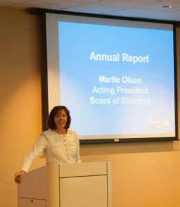 Martie Olson makes her last address as acting president of the United Way of Southern Chester County. She said the group is focusing on funding newer and more creative ways to raise money.