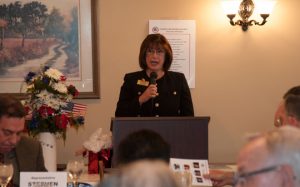 Noel Barbone addresses fellow Republicans at the Oct. 17 luncheon of the Chadds Ford Republican Party.