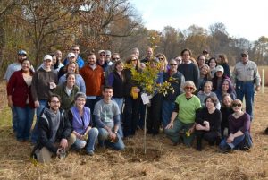 More than 40 staffers from the Brandywine Conservancy & Museum of Art gather for a tree-planting outing.