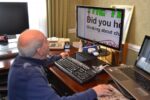 Frank Pedicone, 78, of Glen Mills, uses an array of computer screens and programs to enable him to counter the effects of failing vision from macular degeneration.