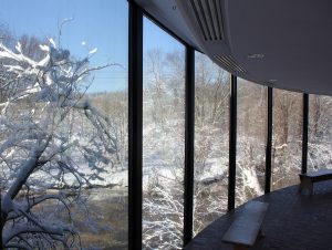 A view from the Brandywine River Museum of Art shows how beautiful the landscape will become if forecasters are correct, but officials warn that roads could be dangerous.