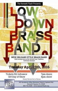 The Lowdown Brass Band is coming to the Kennett Flash.
