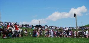 Crowds jockey for the best spot at Winterthur's annual Point-to-Point steeplechase race.