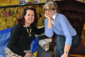 Award-winning children's author Margie Palatini (right) poses with Kennett Public Library Director Donna Murray.