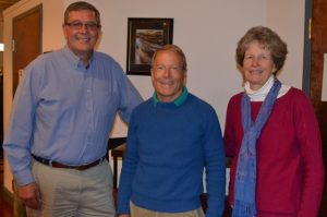 Robert McNeil (center) says he will continue a tradition of monthly meetings with Larry Welsch, executive director of the Chester County Food Bank, and Ruthie Kranz-Carl, a board member. 