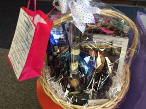 The Chocolate Fever basket, prepared by the library staff, is sure to please the most avid chocoholic.