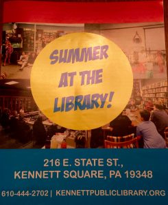 A brochure touting the library's summer programs is available at the circulation desk.