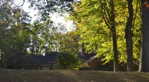 The red brick home where the fatal fire struck is barely visible from  Birmingham Road.