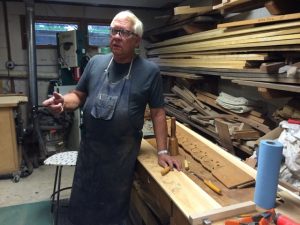 West Bradford Supervisor Jack Hines gives visitors insight into the craft of woodworking. 