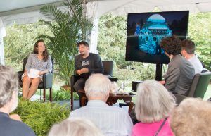 Ricardo Rivera (top right) discusses Nightscape, his light and sound installation at Longwood Gardens. Photo courtesy of Longwood Gardens. 