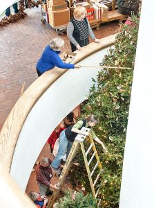 Volunteers decorate the Brandywine River Museum of Art for the holidays.