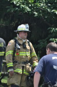 Longwood Fire Chief A.J. McCarthy is shown on the job. Photo courtesy of Longwood Fire Company
