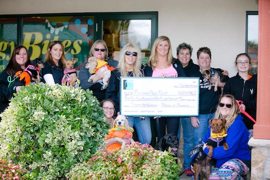 • Hotties 4 Humanity founder and CEO Karen Ridge presents check for $4240.50 to Ginny Chappel founder of Rescue Dogs Rock. The money was raised during an Oct. 18 fundraiser at Gables Restaurant.
