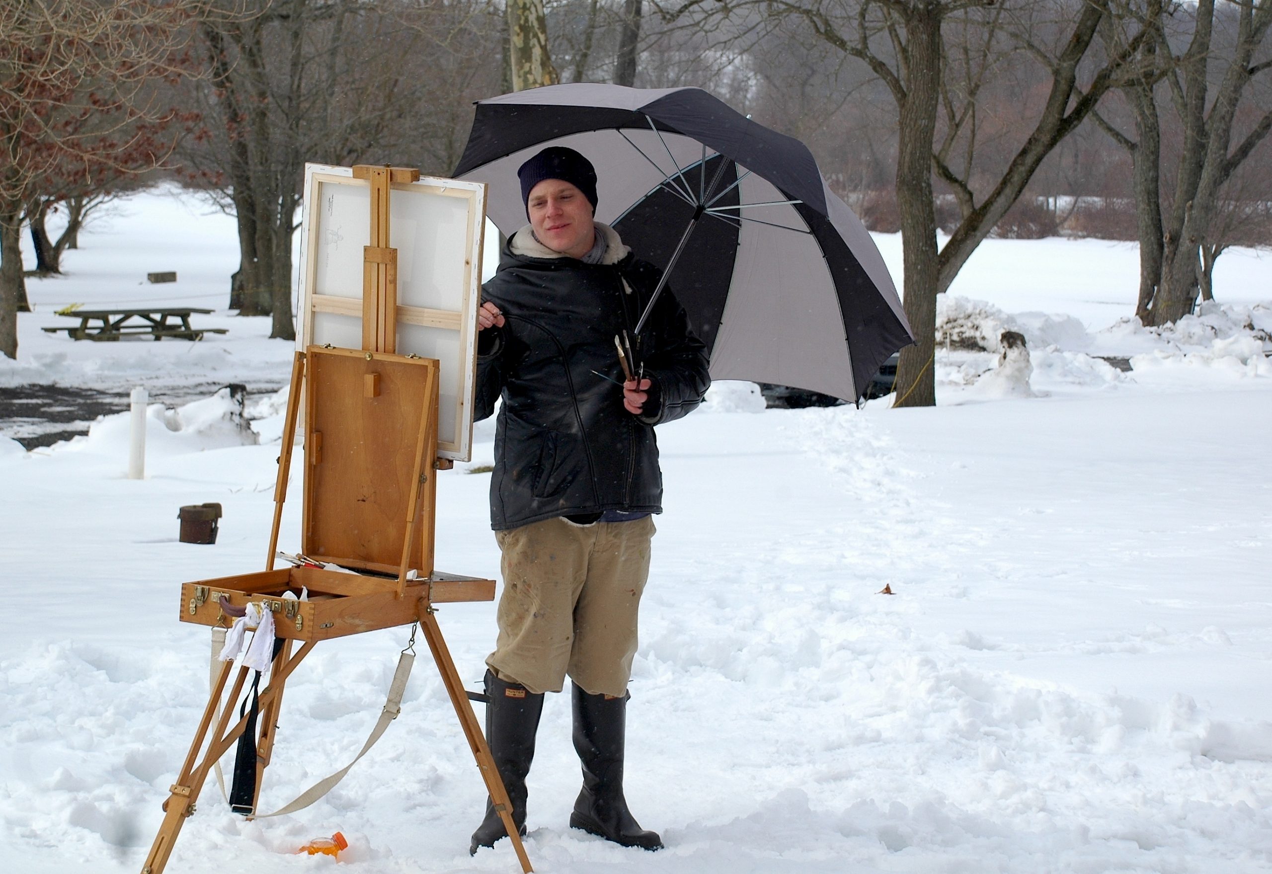 You are currently viewing A snowy morning for CFHS plein air painters